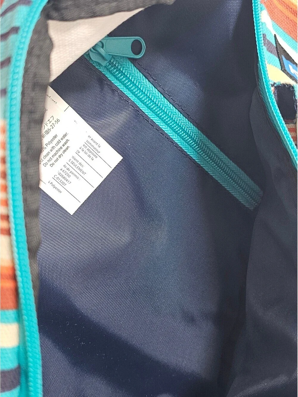 KAVU Striped Canvas Rope Bag with Multiple Pockets